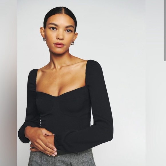 Reformation Tops - Reformation Reign Black Long Sleeve